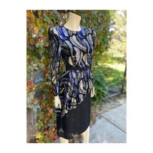 Vintage 80s Nu-Mode Power Shoulder Asymmetrical Dress Princess Diana